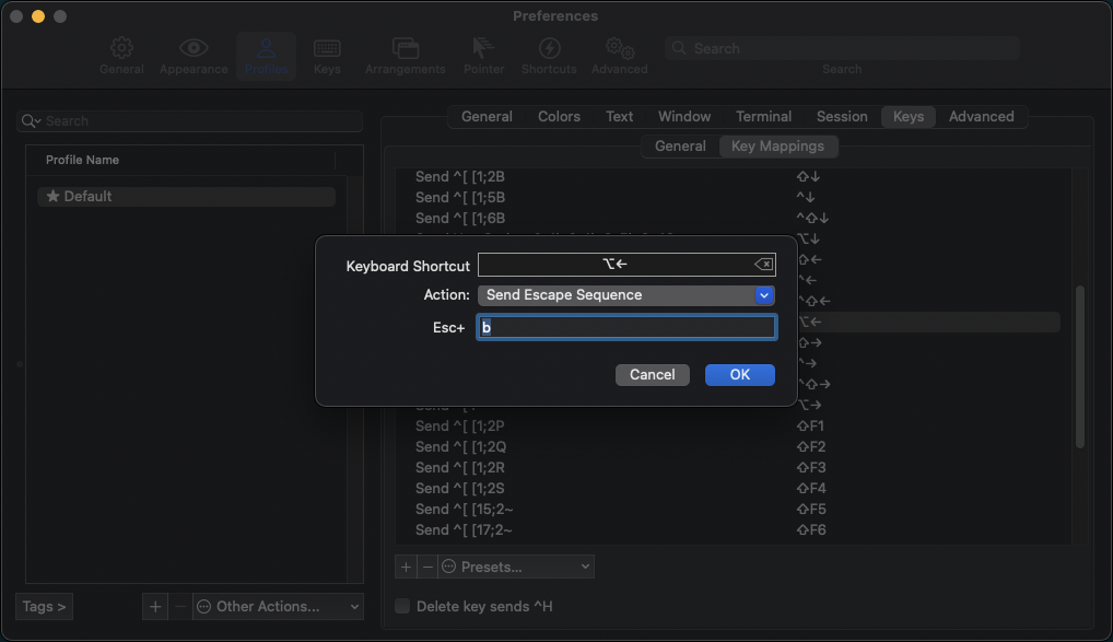 Action - Send Escape Sequence